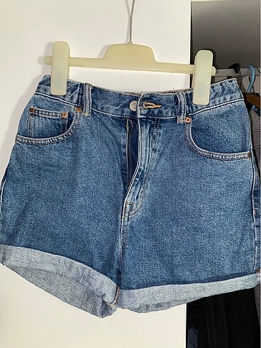 Pull and Bear Pull bear yüksek bel mom fit denim şort