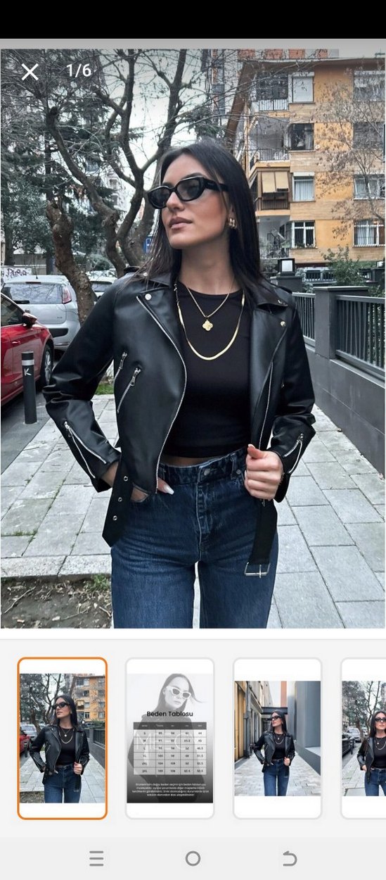 Zincir Detaylı Siyah Deri Mini Ceket - Görsel 2