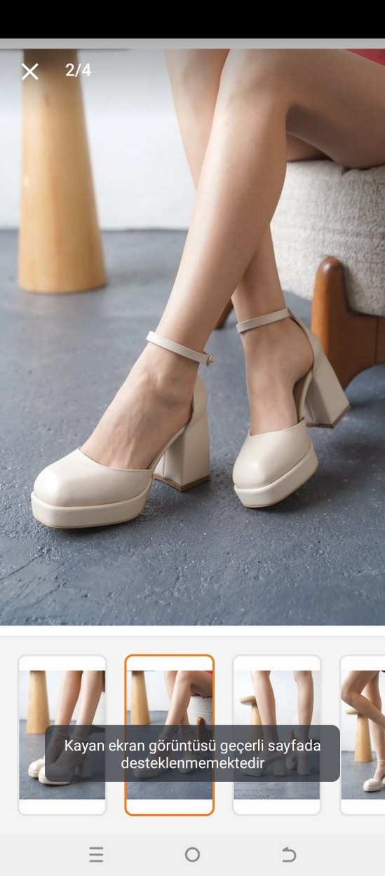 Bej Minimalist Platform Topuklu Kadın Ayakkabı - Görsel 4