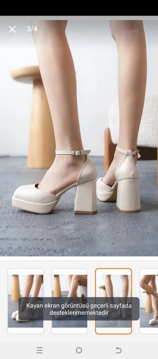 Bej Minimalist Platform Topuklu Kadın Ayakkabı - Görsel 2