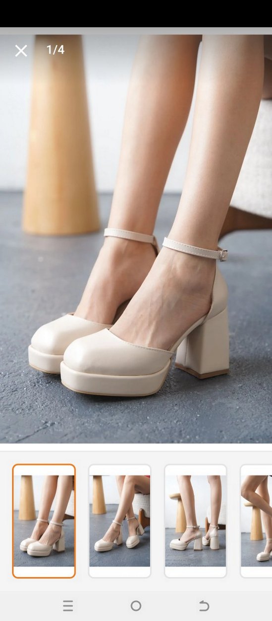 Bej Minimalist Platform Topuklu Kadın Ayakkabı - Görsel 3