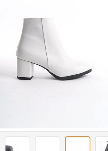 Beyaz Kadın Blok Topuklu Bot - Görsel 2