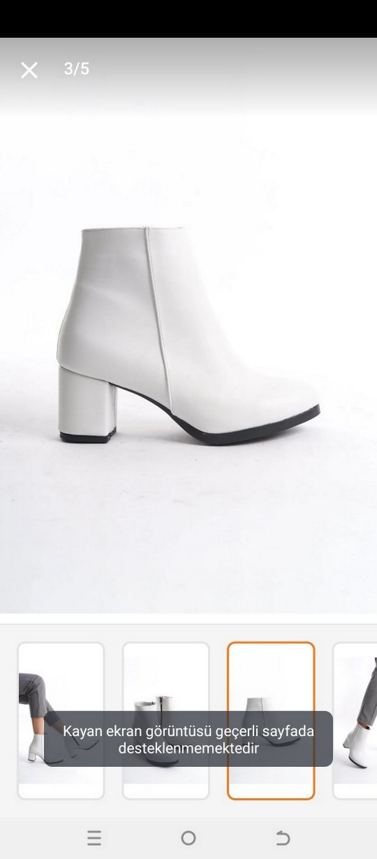 Beyaz Kadın Blok Topuklu Bot - Görsel 2