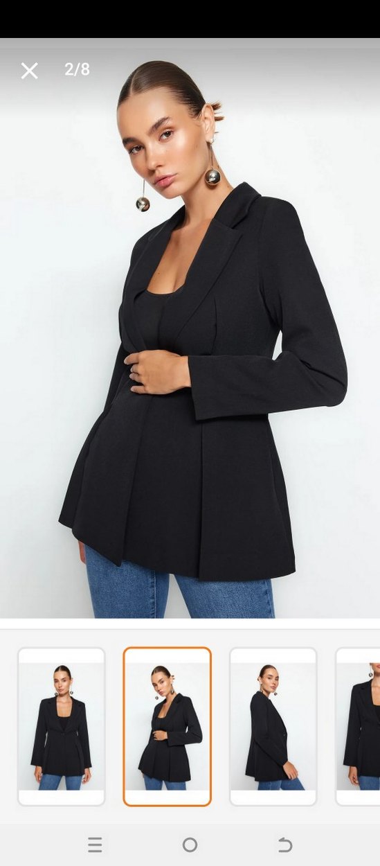 Siyah Düğmeli Kadın Blazer Ceket - Görsel 2