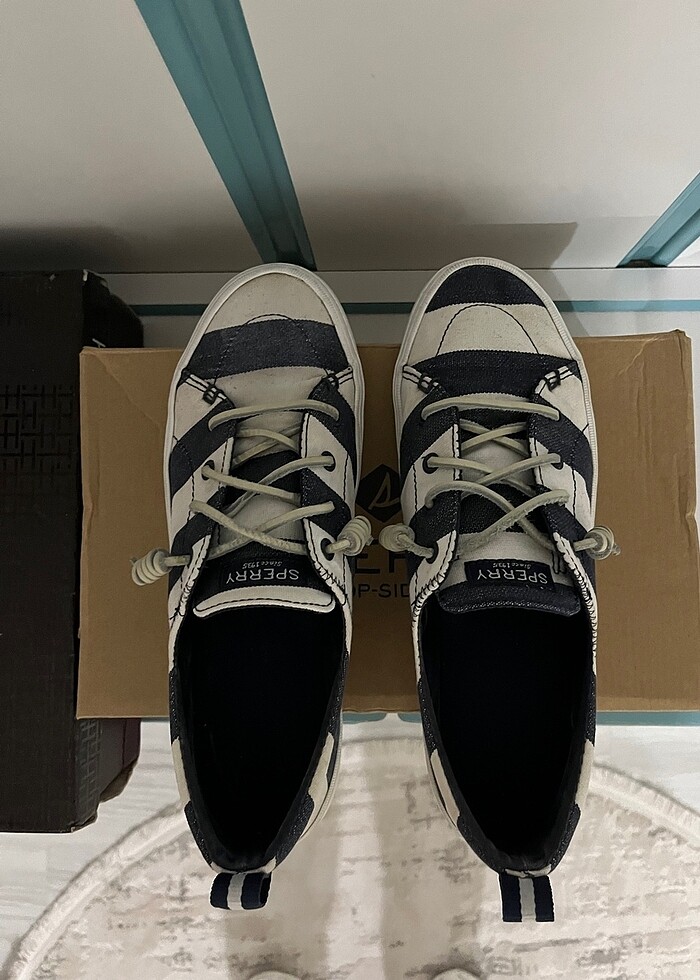 Speery çizgili mavi sneaker - Görsel 4