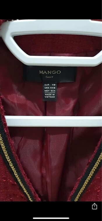 Mango Bordo Tüvit Blazer Ceket - Görsel 5