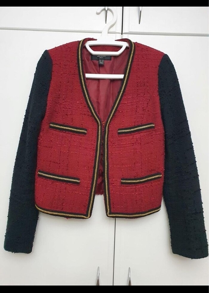 Mango Bordo Tüvit Blazer Ceket - Görsel 2