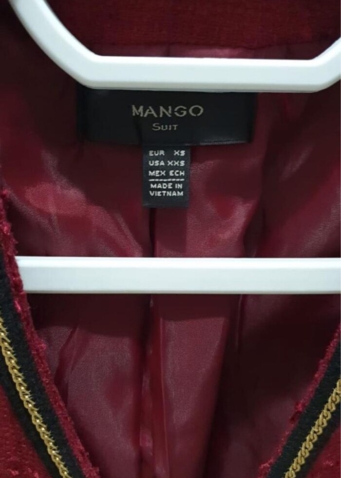 Mango Bordo Tüvit Blazer Ceket - Görsel 5