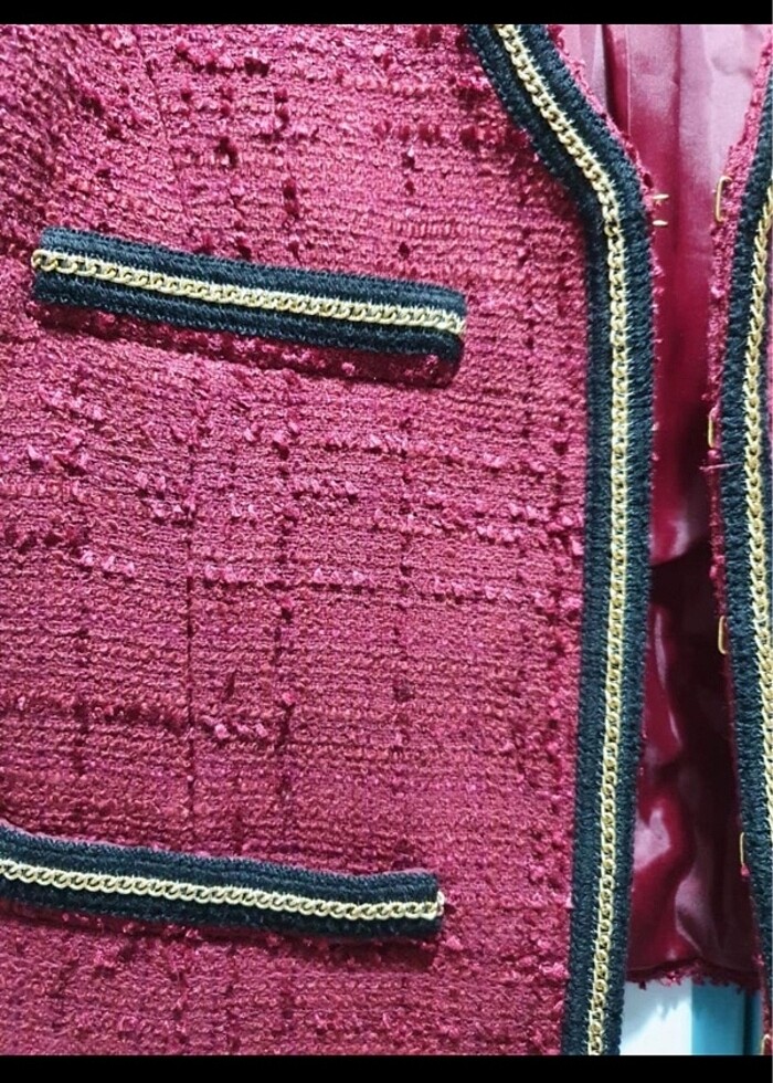 Mango Bordo Tüvit Blazer Ceket - Görsel 4