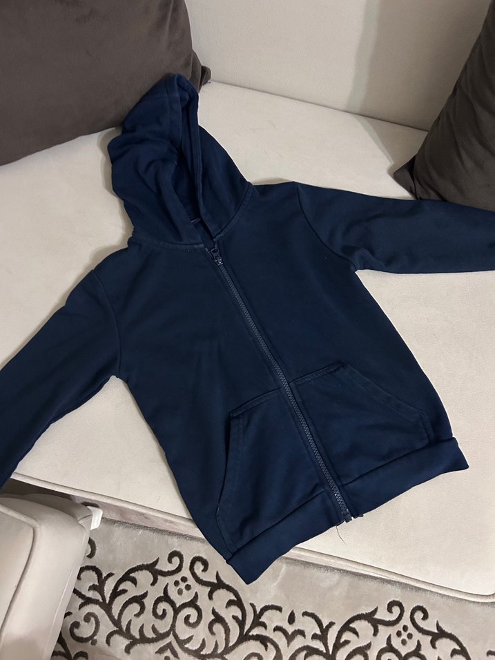 2 Adet Erkek Çocuk Lacivert Kapüşonlu Fermuarlı Sweatshirt - Görsel 2