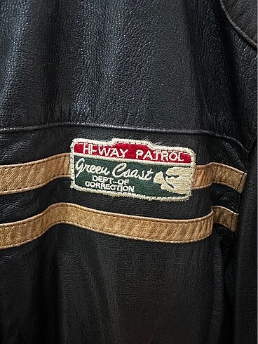 l Beden kahverengi Renk Orjinal Deri Vintage Motorcu Montu. Jamie Page Marka. L beden