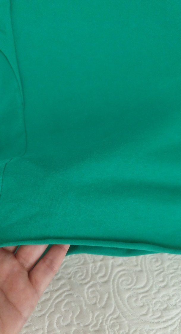 Yeşil Kısa Kollu Basic Keten Tişört - Görsel 4