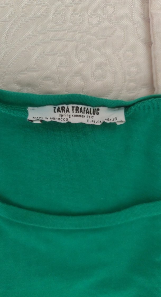 Yeşil Kısa Kollu Basic Keten Tişört - Görsel 2