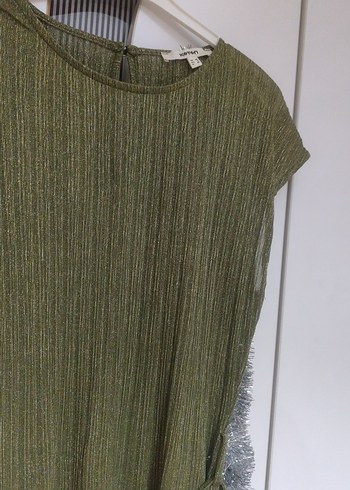 Haki  Piliseli Uzun Kolsuz Elbise - Görsel 6