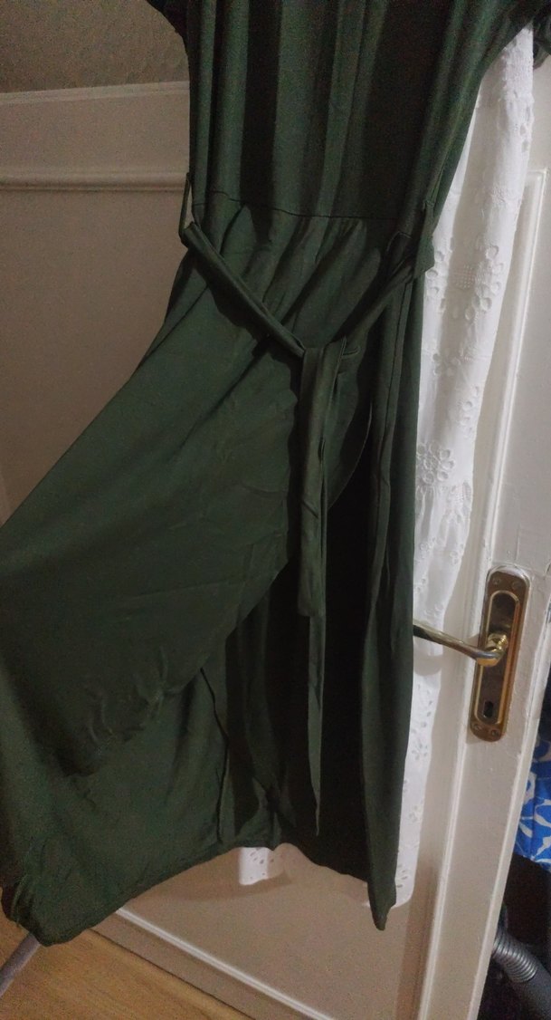 Yeşil penye  Salaş Uzun Elbise haki - Görsel 2