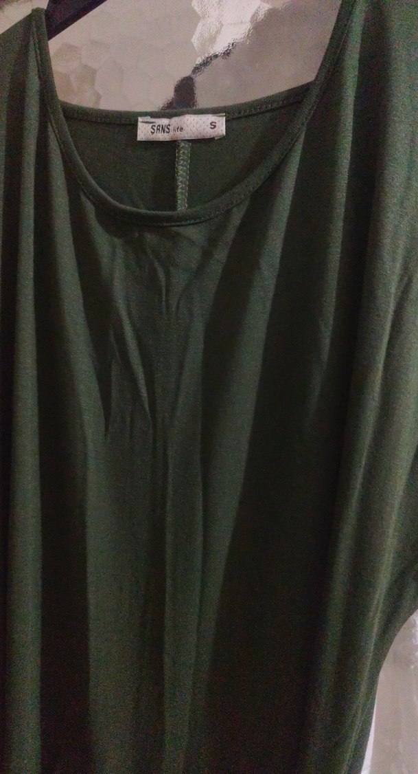 Yeşil penye  Salaş Uzun Elbise haki - Görsel 3