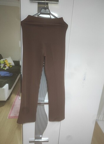 36 Beden kahverengi Renk Geniş paça kumaş pantolon 