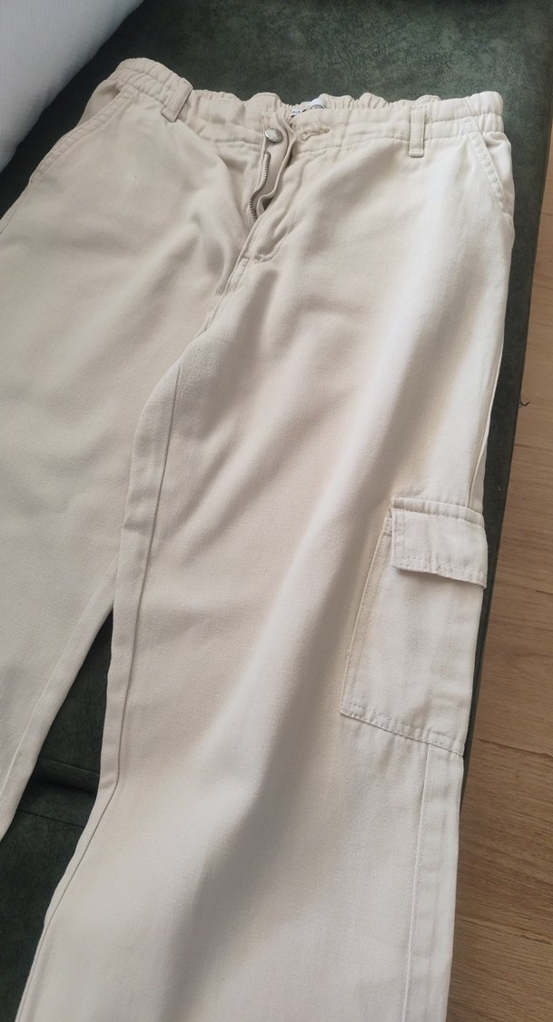 Bej Kadın Rahat Kesim Midi Kumaş Pantolon - Görsel 2