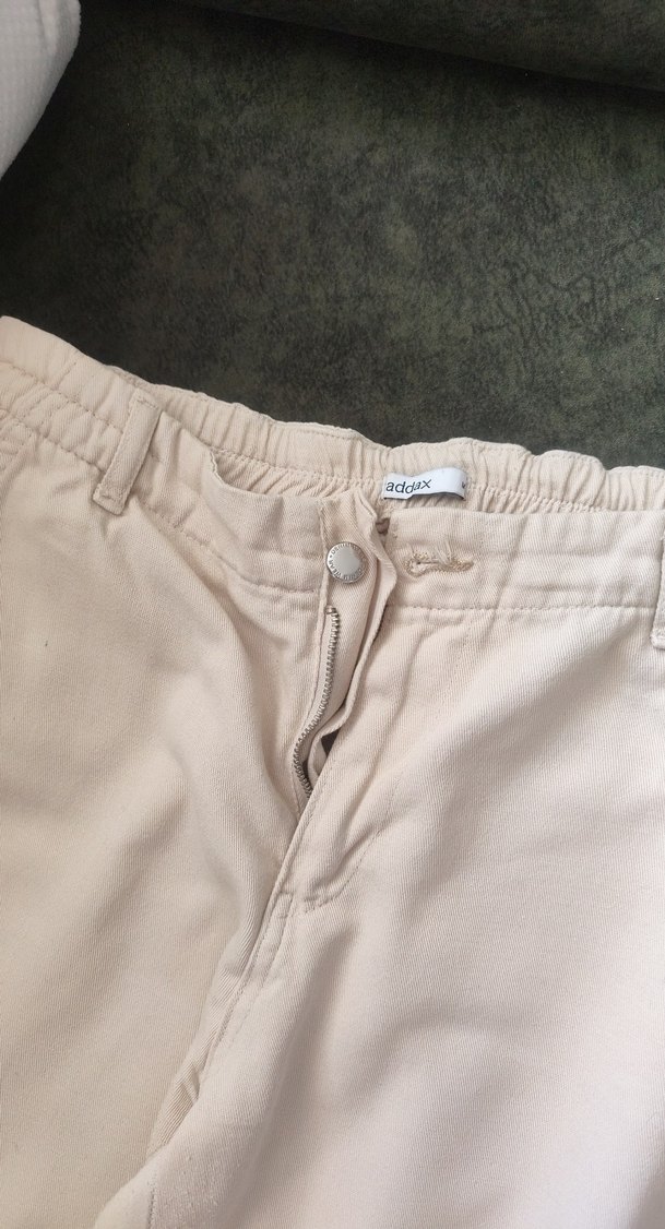 Bej Kadın Rahat Kesim Midi Kumaş Pantolon - Görsel 3