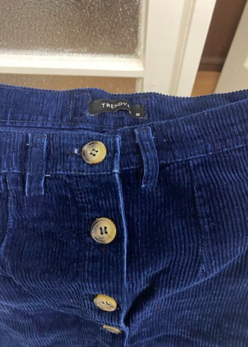 Düğmeli Lacivert Midi Etek - Görsel 2