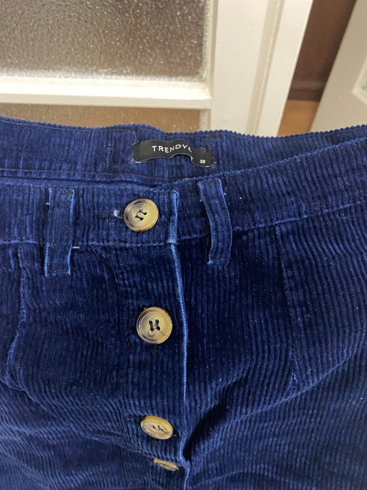 Düğmeli Lacivert Midi Etek - Görsel 2