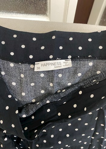 Puantiye Desenli Fırfırlı Siyah Midi Etek - Görsel 2