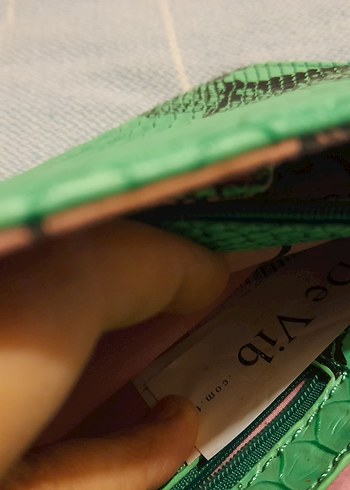 Yılan Desenli Yeşil Deri Kadın Portföy Çanta - Görsel 4