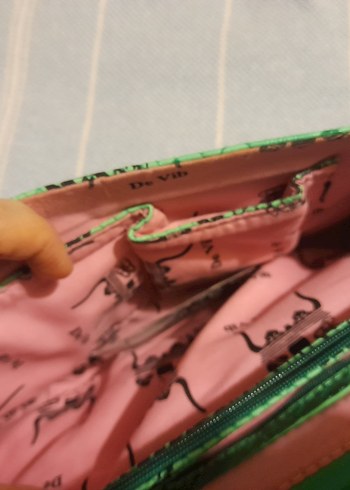 Yılan Desenli Yeşil Deri Kadın Portföy Çanta - Görsel 5