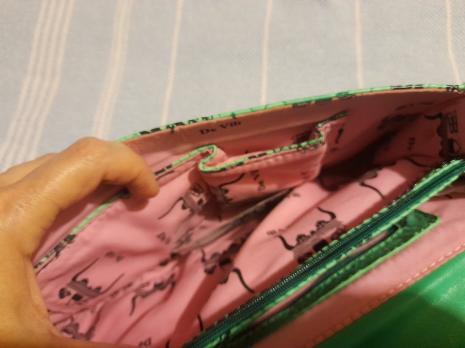 Yılan Desenli Yeşil Deri Kadın Portföy Çanta - Görsel 5