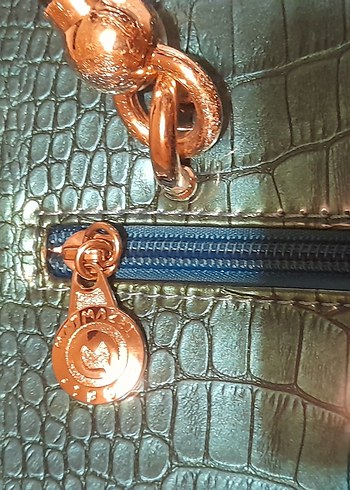 Klasik Yılan Derisi Desenli Gold Kadın Çanta - Görsel 12