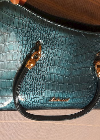 Klasik Yılan Derisi Desenli Gold Kadın Çanta - Görsel 3