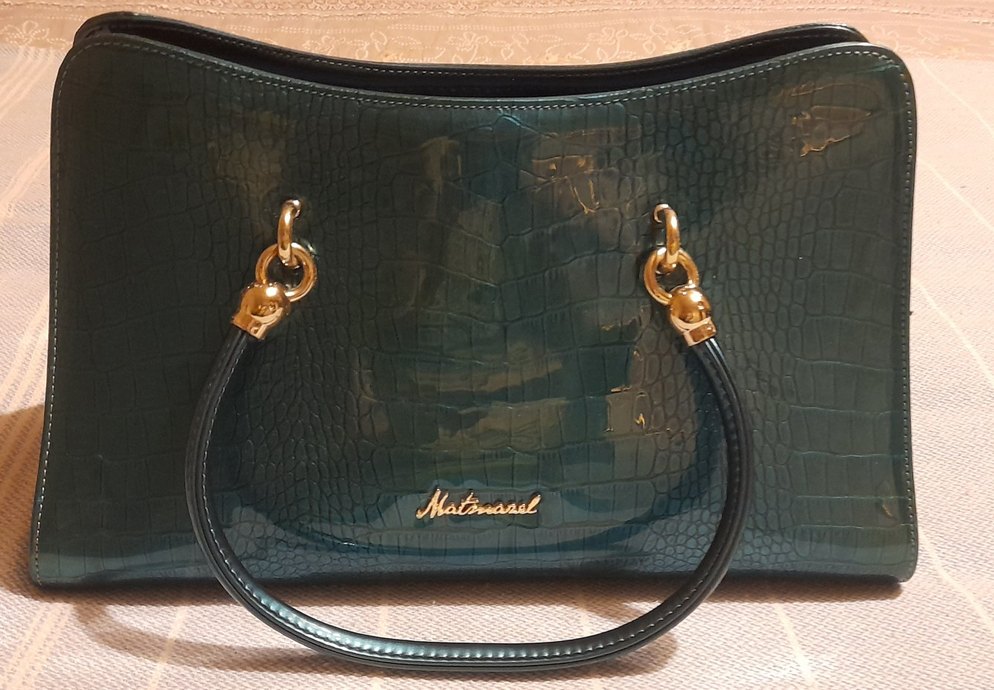 Klasik Yılan Derisi Desenli Gold Kadın Çanta - Görsel 2