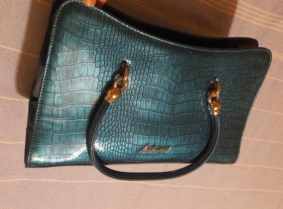 Klasik Yılan Derisi Desenli Gold Kadın Çanta - Görsel 3