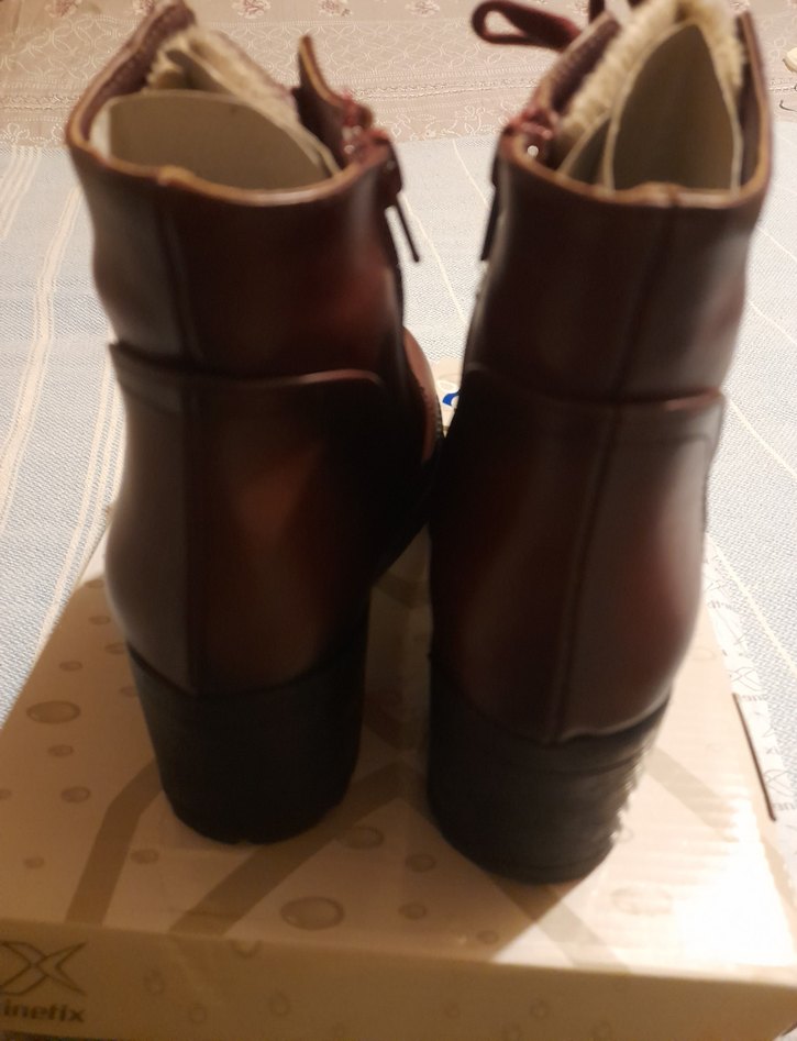 Bordo Deri Platform Topuklu Bot - Görsel 4