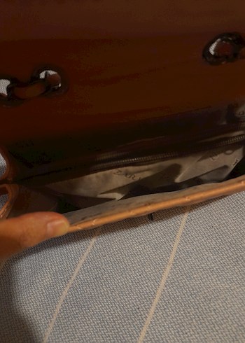 Zincir Detaylı Pudra Pembe Deri Kadın Çanta - Görsel 5