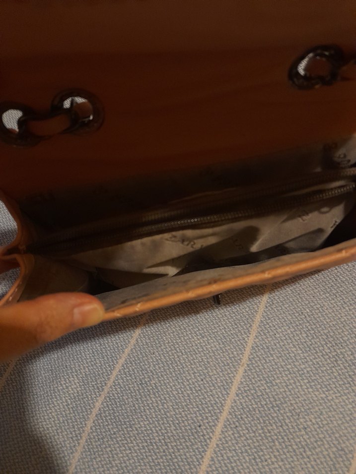 Zincir Detaylı Pudra Pembe Deri Kadın Çanta - Görsel 5