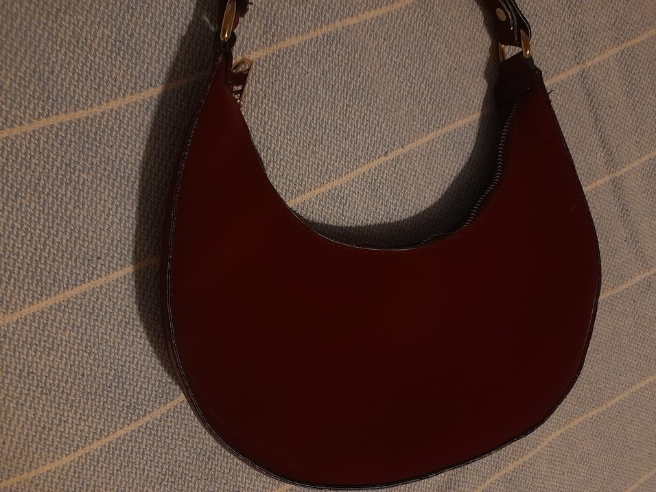 Bordo Deri Kadın Çanta Tokalı - Görsel 2