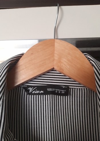 Düğmeli Çizgili Kadın Gömlek - Görsel 7