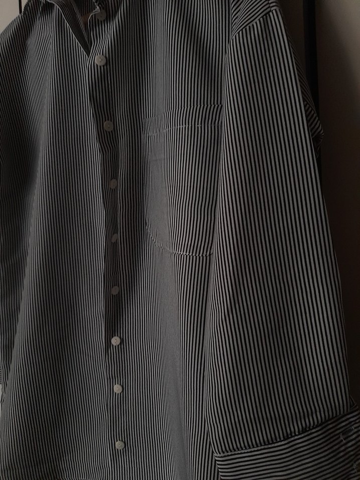 Düğmeli Çizgili Kadın Gömlek - Görsel 3