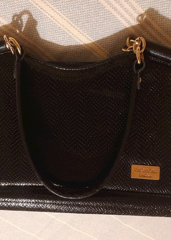 Klasik Siyah Parlak Yılan Desenli Deri Çanta - Görsel 3