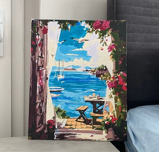 Numaralı bitmiş deniz manzaralı tablo
