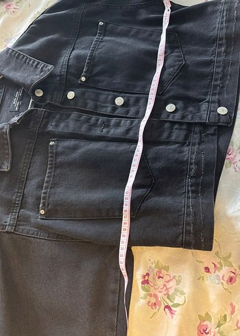 Siyah Düğmeli Bol Kesim Kadın Denim Ceket - Görsel 4