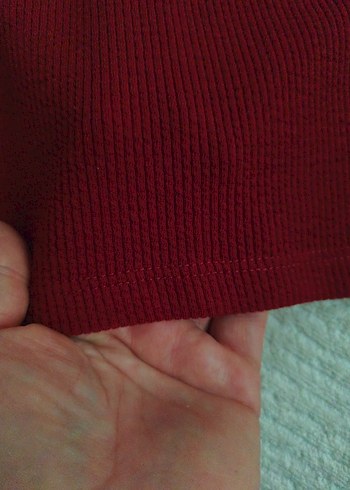 Bordo Uzun Kollu Kız Çocuk Triko Tişört - Görsel 3