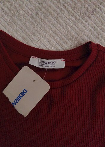 Bordo Uzun Kollu Kız Çocuk Triko Tişört - Görsel 2