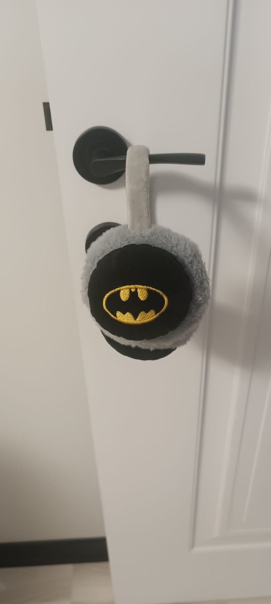 Batman Logolu Gri Peluş kulaklik - Görsel 2