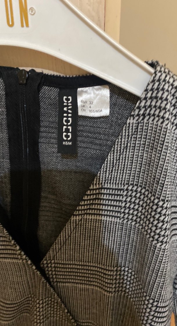 Gri Ekose Desenli Uzun Kollu Kadın Ceket elbise - Görsel 2