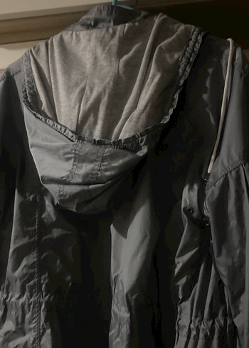 Gri Midi Boy Düğmeli kadın yağmurluk - Görsel 5