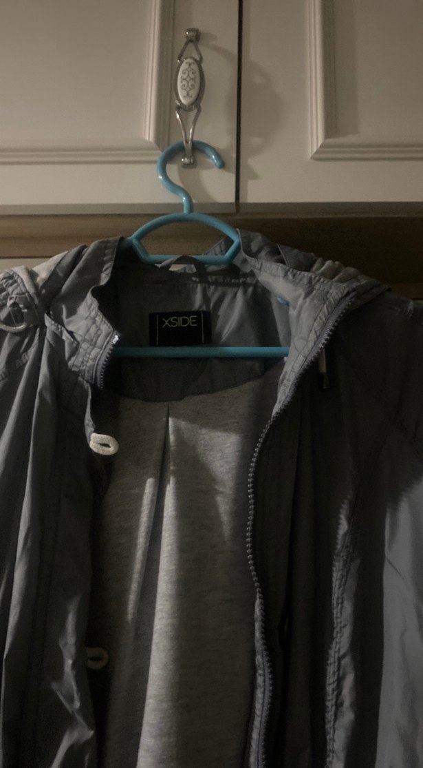 Gri Midi Boy Düğmeli kadın yağmurluk - Görsel 3