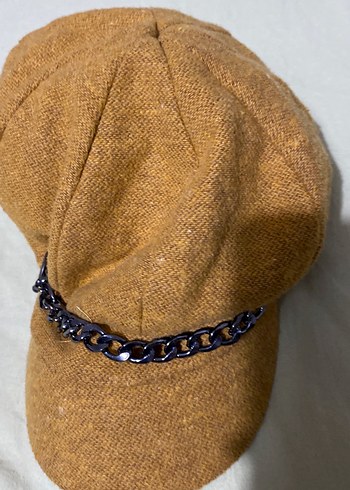 Zincir Detaylı Kahverengi Kadın Yün Şapka - Görsel 4