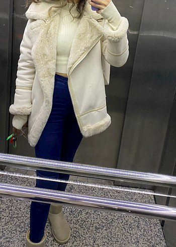 ZARA Ekru Kürklü Montlu - Görsel 2